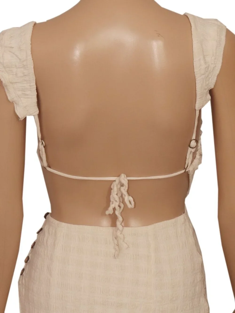 Free People Beyond Chic Mini Dress Textured Smocked Button Open Back New XS